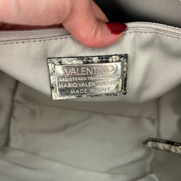 Valentino Black and Cream Python Pattern Tote